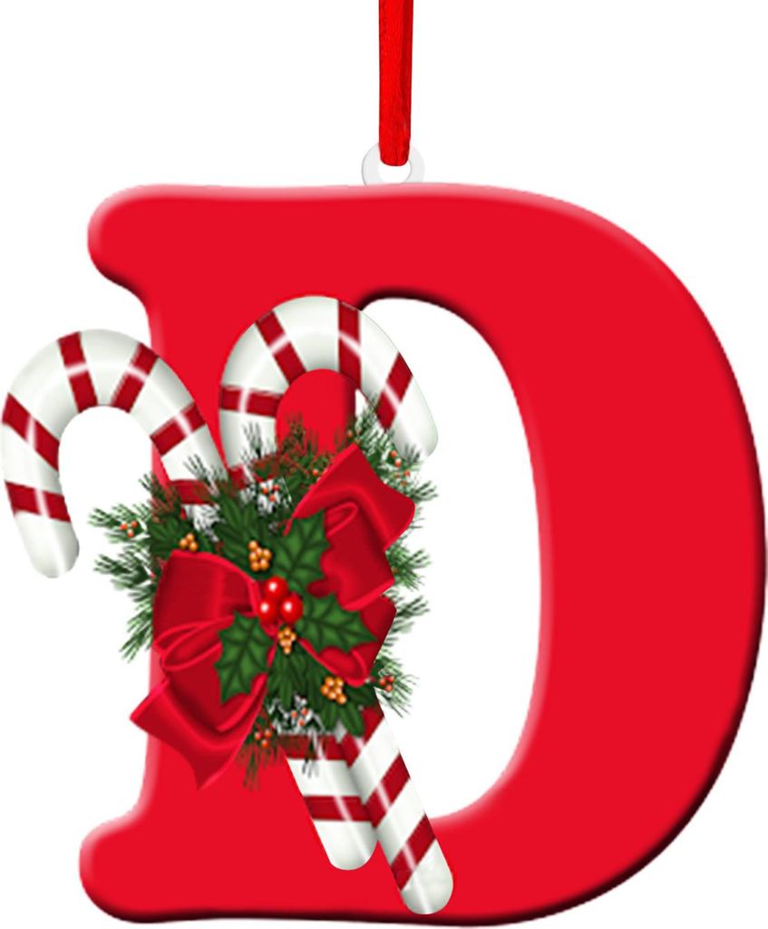 Weihnachtliche Acrylbuchstaben-Hängedekoration für den Auto-Rückspiegel, Weihnachtsbaum-Alphabet A bis Z, Anhänger für die Weihnachtsfeier