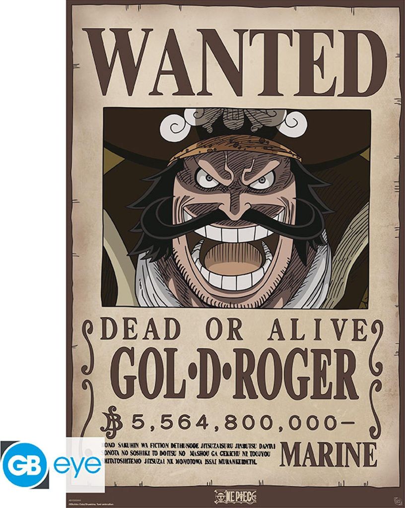 Poster One Piece Wanted Gol .D. Roger 61x91.5cm Immagine del prodotto 