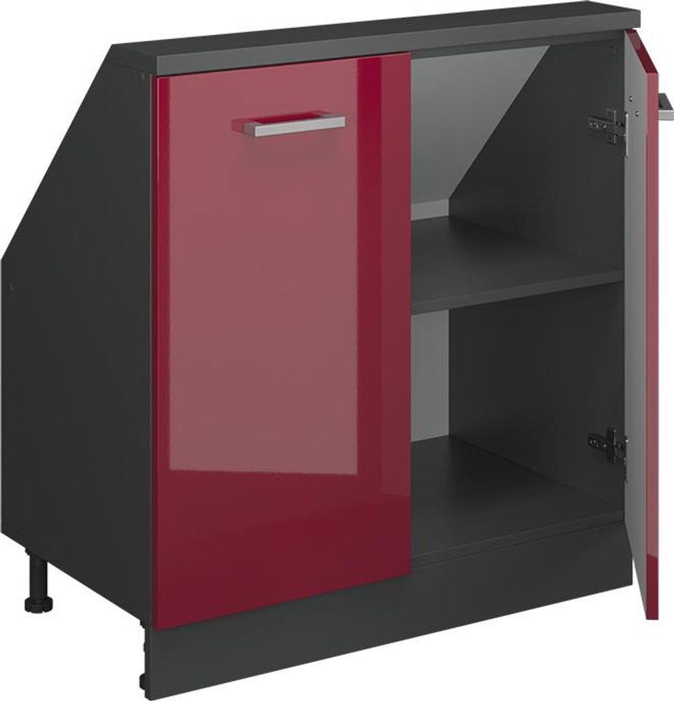 Dachschrägenschrank Vicco Rion Rot Hochglanz mit 2 Türen, Produktbild 