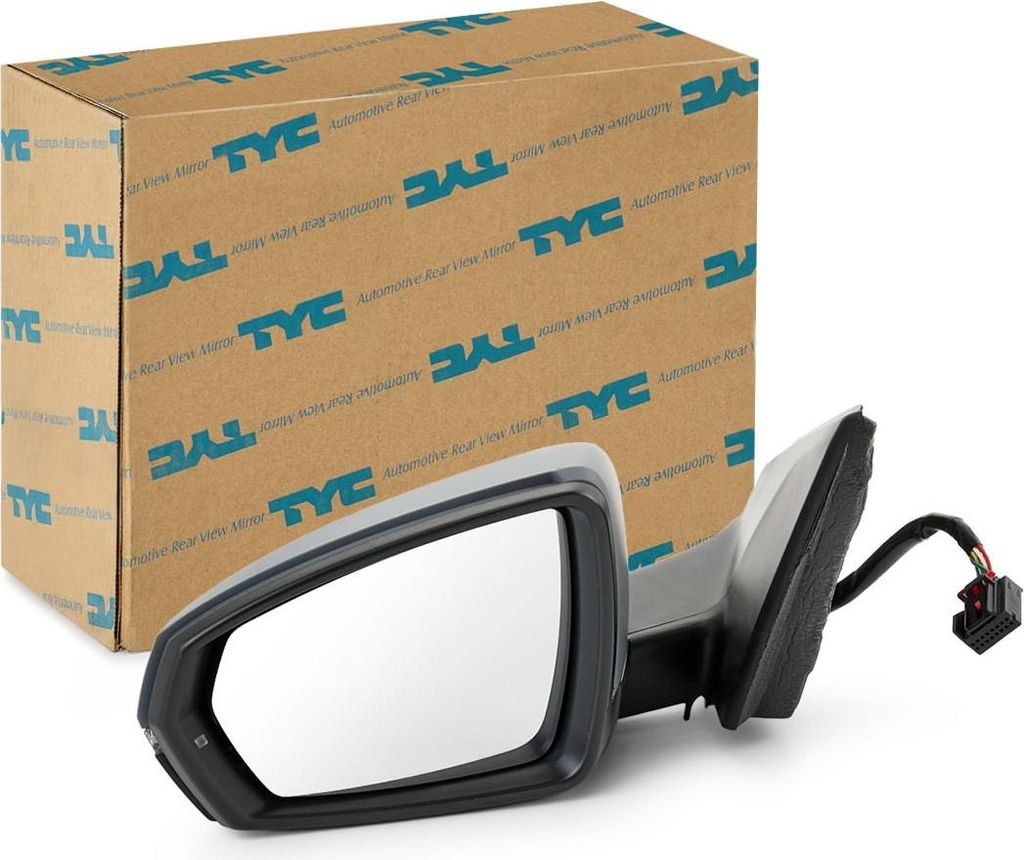 TYC 337-0320 Außenspiegel Seitenspiegel Links für VW POLO (AW1, BZ1) Asphärisch Beheizt Grundiert