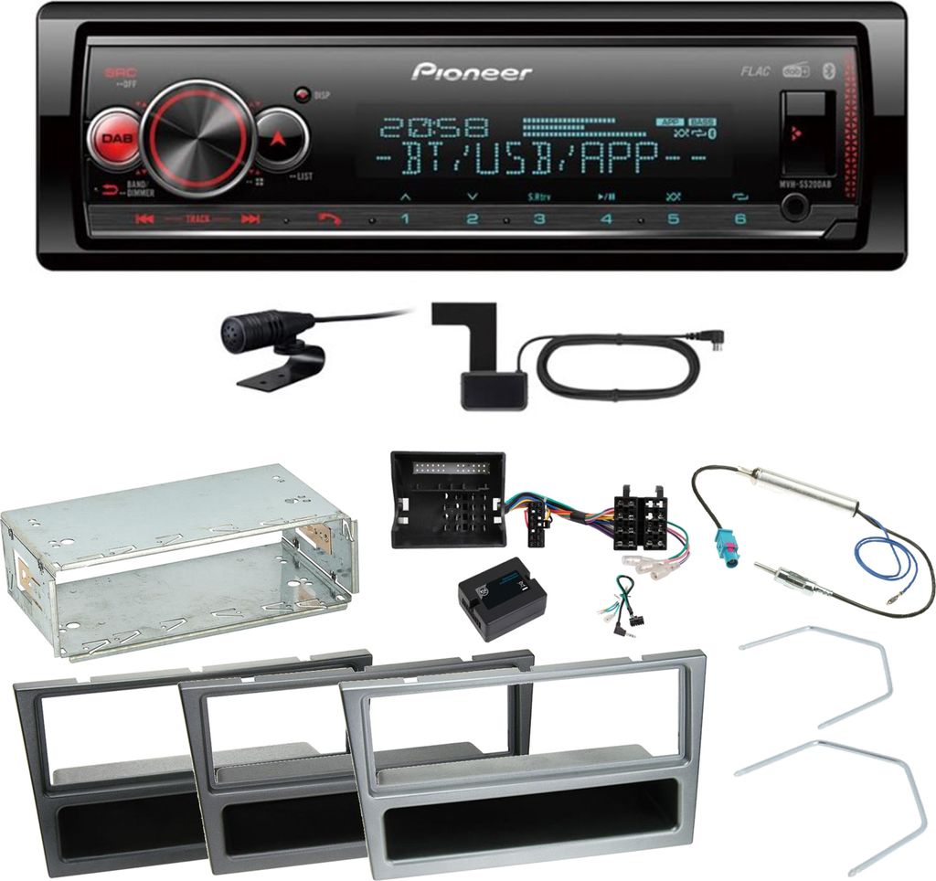 Pioneer MVH-S520DAB Bluetooth Einbauset für Opel Vectra C Meriva Vivaro Combo