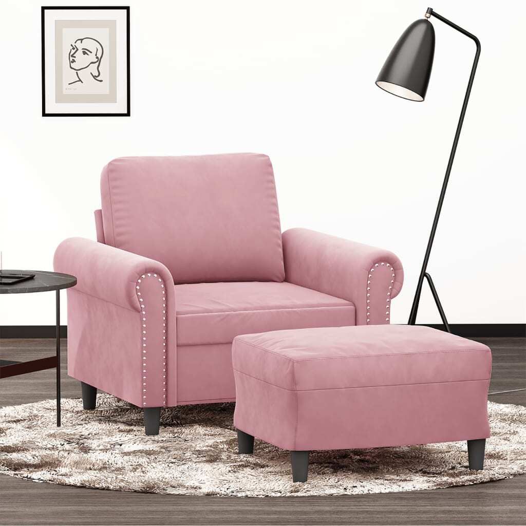 Maison Exclusive - Sessel mit Hocker Rosa 60 cm Samt