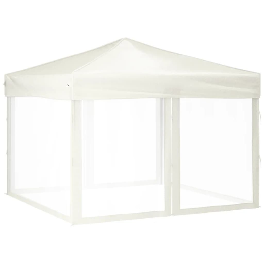 Partyzelt Faltbar mit Seitenwänden Creme 3x3 m