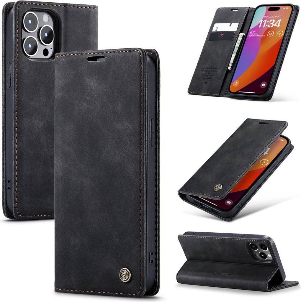 iPhone 16 Pro Hülle - CaseMe 013 Klapphülle - Schwarz