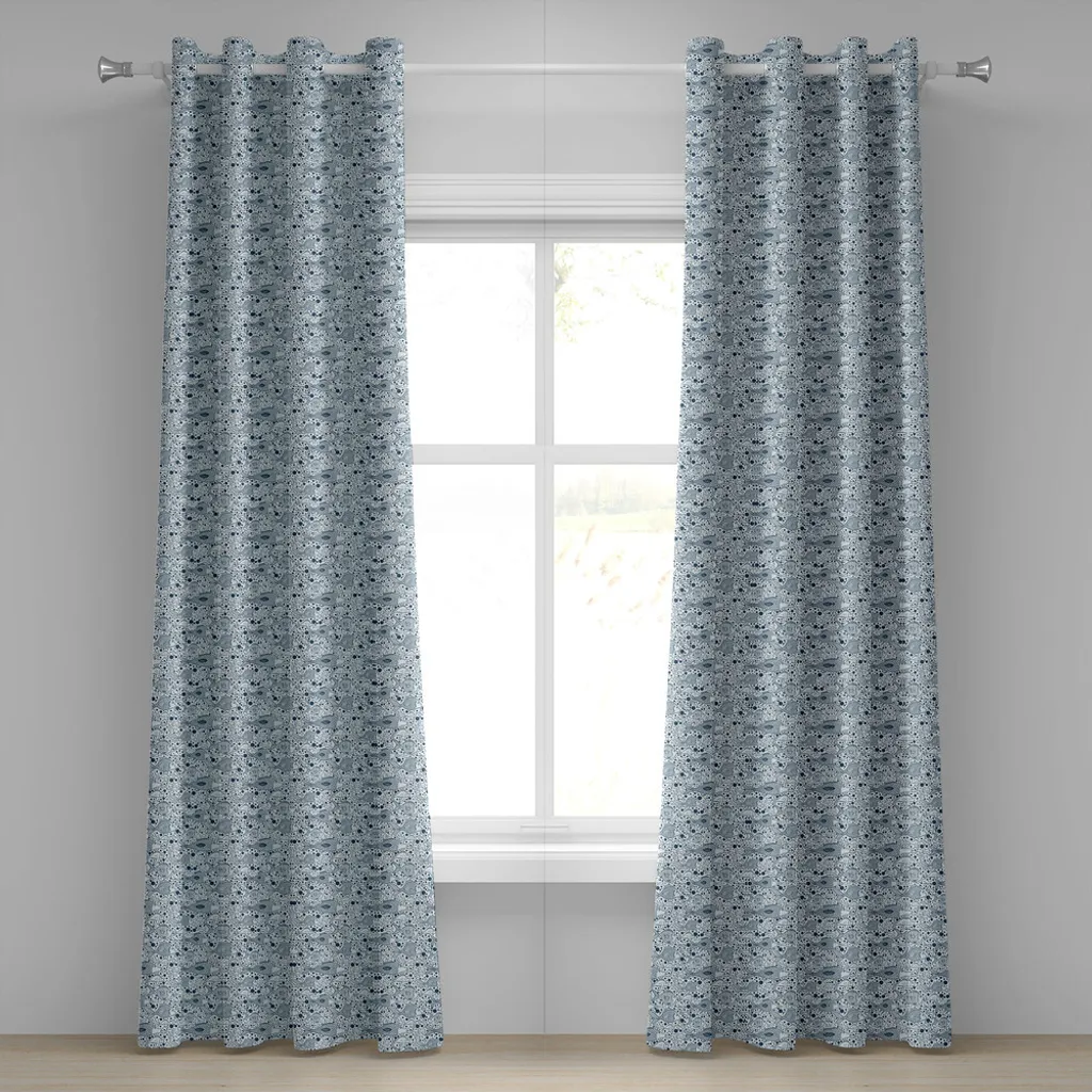 ABAKUHAUS Tenda con occhielli blu, pes con bolle sott'acqua, illustrazione in stile Funky Art con soggetti marini selvatici, tende decorative a 2 pannelli, 280 cm x 175 cm, blu
