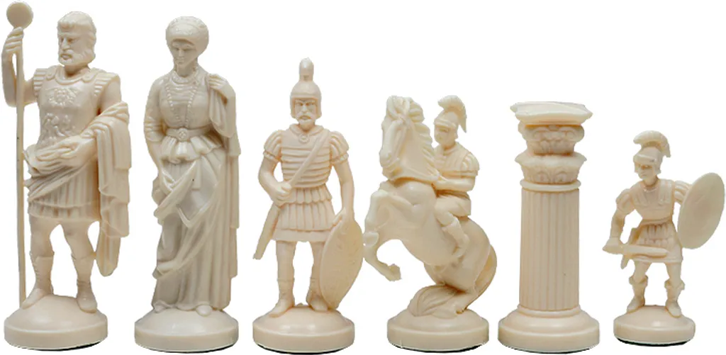 Figurines d'échecs Empire Romain crème et noir - Roi 98 mm luxe