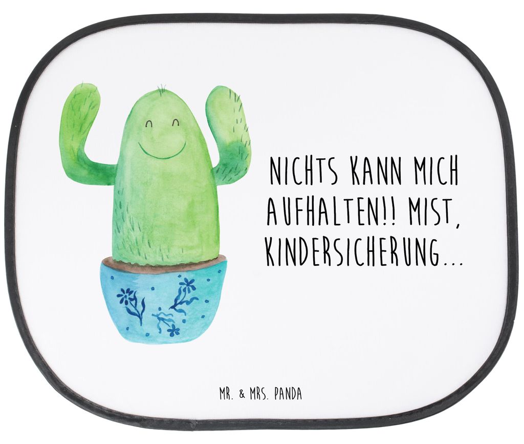 Mr. & Mrs. Panda Hitzeschutz Auto Kaktus Happy - Weiß - Geschenk, Kollege, Sonnenschutz Seitenscheibe, Autosonnenschutz, Autoscheiben, Spruch, Kak...