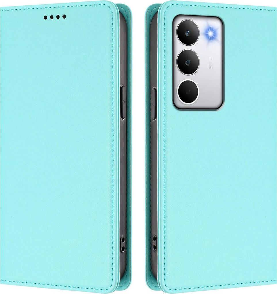 Handyhülle für Realme C71, Kunstleder Klapphülle Stoßfeste Magnetische Hülle mit Ständer Türkis