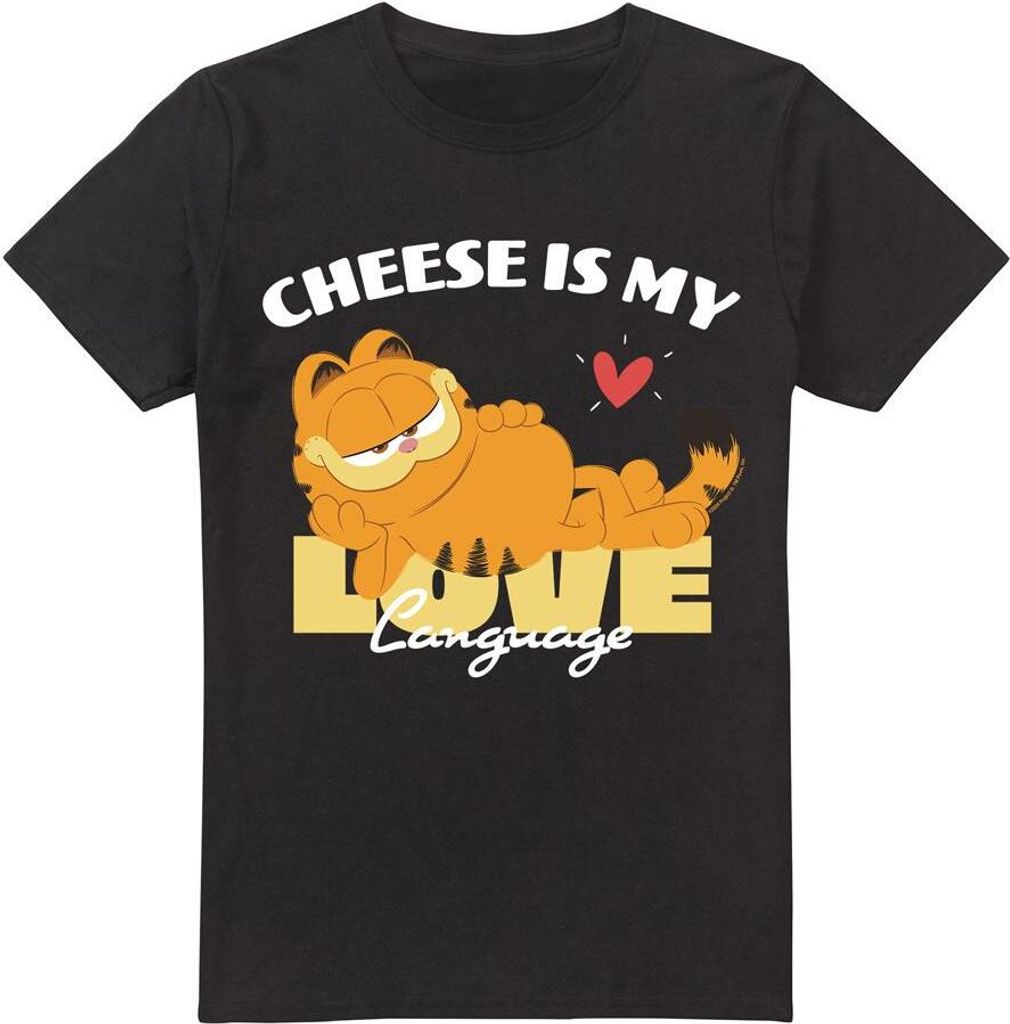Garfield Movie - "Cheese Is My Love Language" T-Shirt für Herren TV6260 (XL) (Schwarz)
