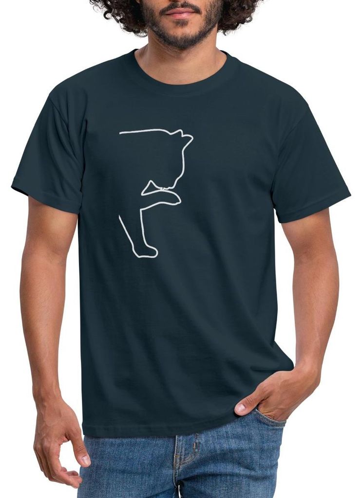 Spreadshirt Katzen Silhouette Männer T-Shirt, M, Navy