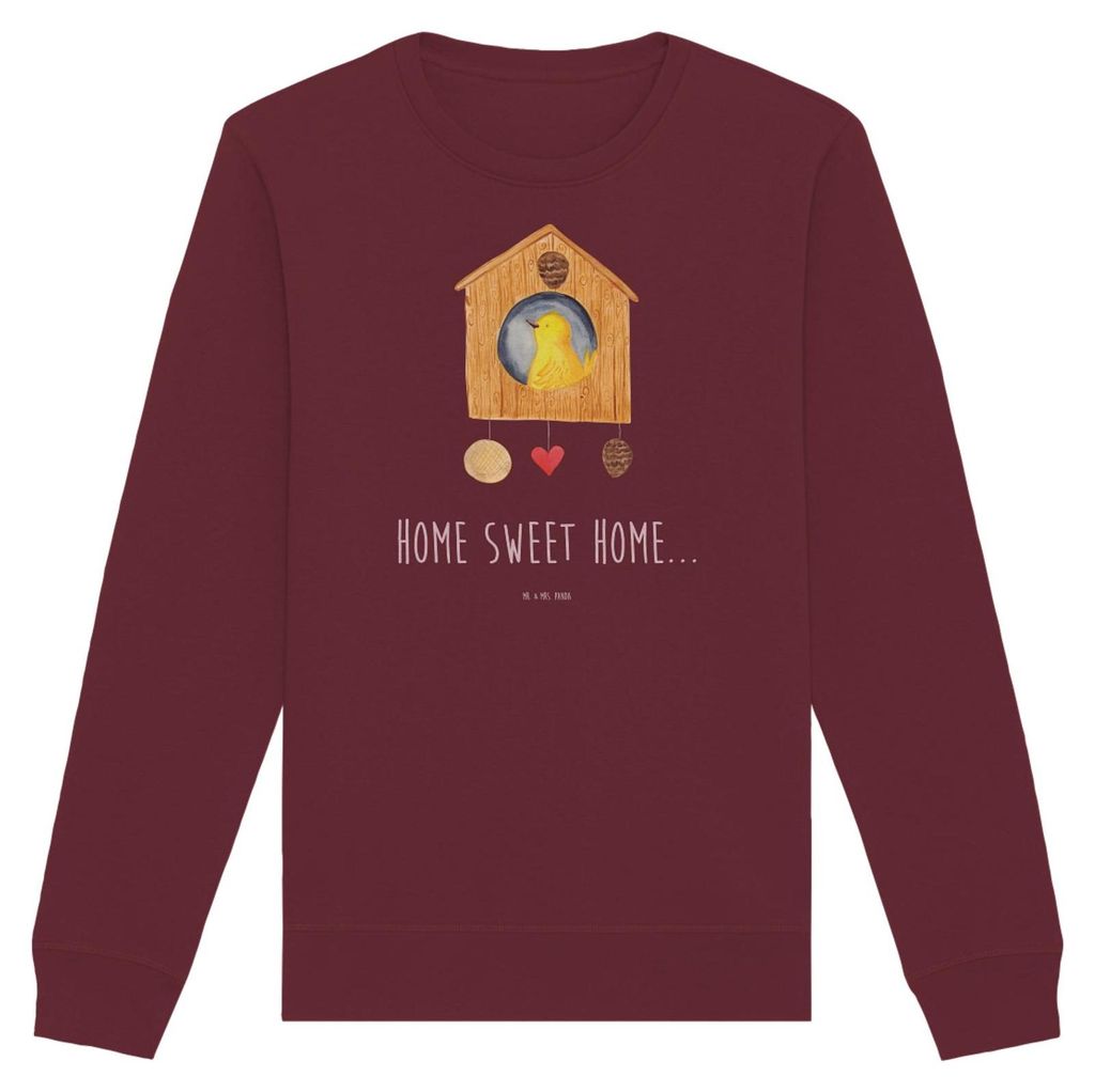 Mr. & Mrs. Panda Baumwoll Pullover Vogelhaus Home Größe M - Burgundy - Geschenk, Sweater, Pulli, Sweet, Lustige Sprüche, Vogel, Bio, Haus, Sweat...
