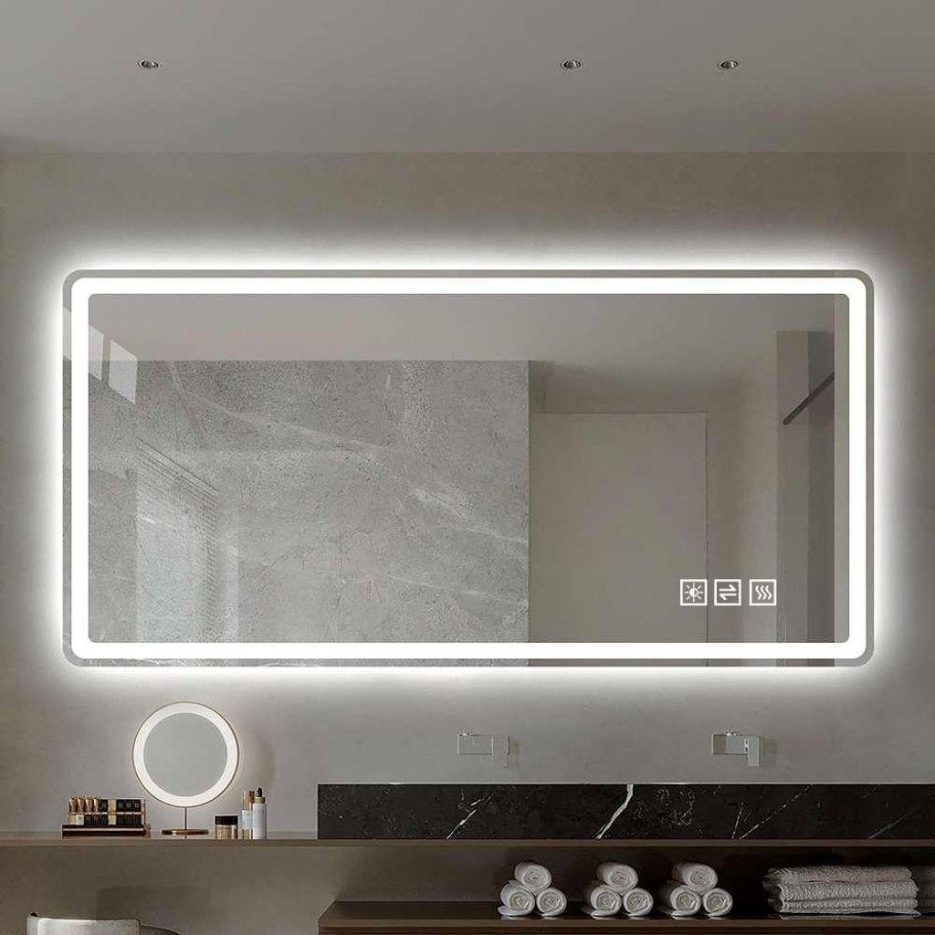 60x100 cm Rahmenloser LED Badespiegel – Mattierte Produktbild 