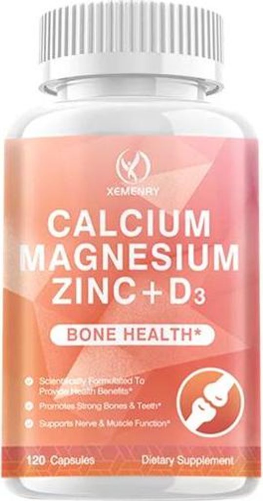 Calcium Magnesium Zinc + Vitamin D3 (120 Kapseln) Nahrungsergänzungsmittel, Knochen, Muskeln, Zähne, Immunsystem