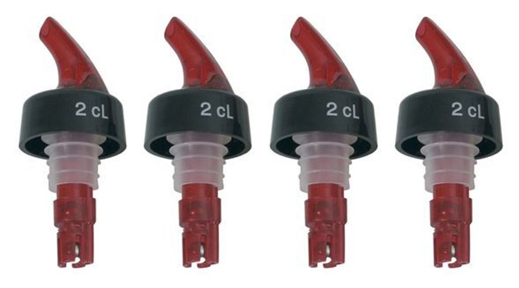 Dispenser per liquori 2 cl rosso / nero - 4 pezzi Immagine del prodotto 