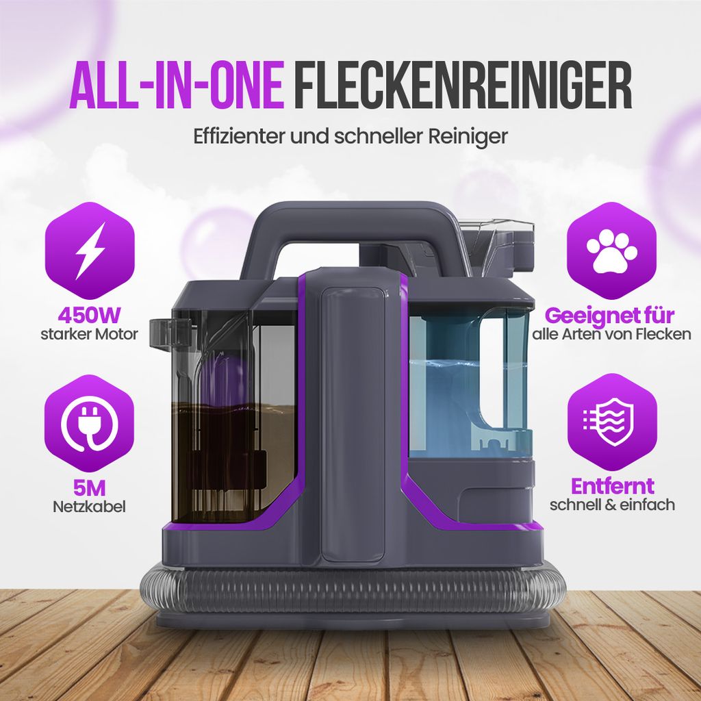 Polsterreiniger Für Auto Hausmeister P005C Teppichreiniger Waschsauger – Fleckenentferner Für Teppiche, Polster, Auto, 500 W Waschsauger Für Polster