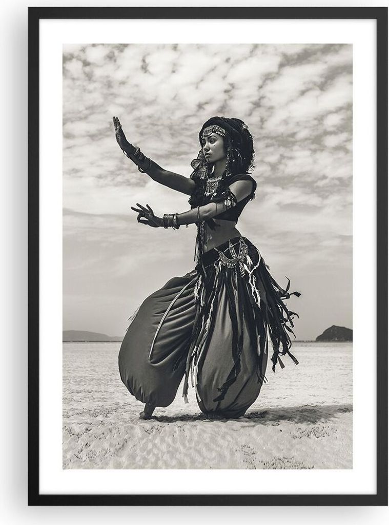 Gerahmtes Poster - Schwarzer Rahmen - Tänzer Folk Oriental - 50x70 cm - Wand Bild - Wanddeko - Wandbilder - Kunstposter - Wandposter - Bilderrahme...