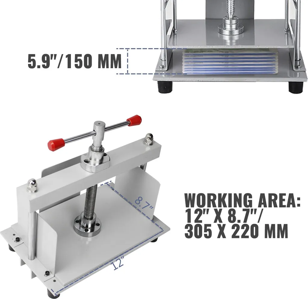 Presse à plat manuelle en acier de 10 cm pour format A4 de 305x220mm