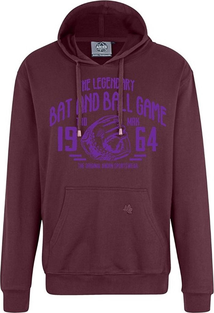 Übergrößen Kapuzen-Sweatshirt AHORN Legandary Ball Game lila Maroon Red 6XL