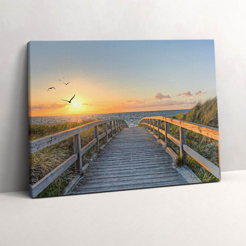 Strandurlaub in Deutschland – Leinwandbild Wandbild – 80x60 cm – Leinwandbilder – Wandbilder – Schlafzimmer – Flur