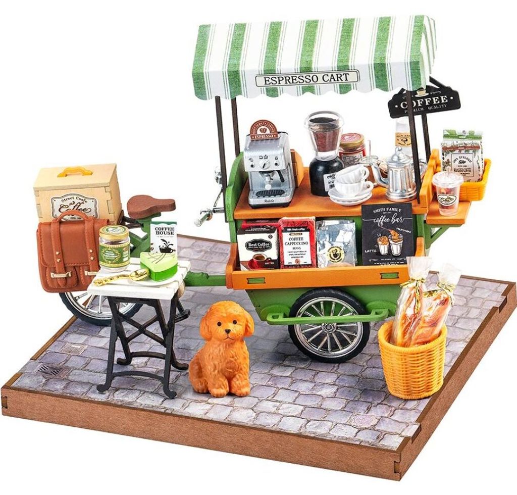Puzzle 3D, Minicasa DIY Aromatic Coffee Cart, RoLife, 162 Immagine del prodotto 