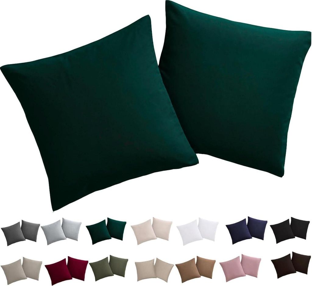 Kopfkissenbezug 80x80 Dunkelgrün 2er Set Mikrofaser Produktbild 