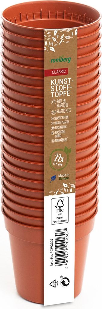 Romberg Kunststofftöpfe Rund 6 cm 22 stk Produktbild 