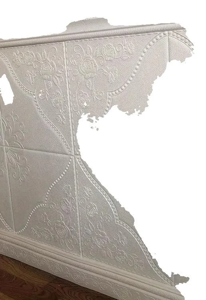 Papier peint 3D autocollant blanc 35x35 cm - Lot de 20 dalles murales b