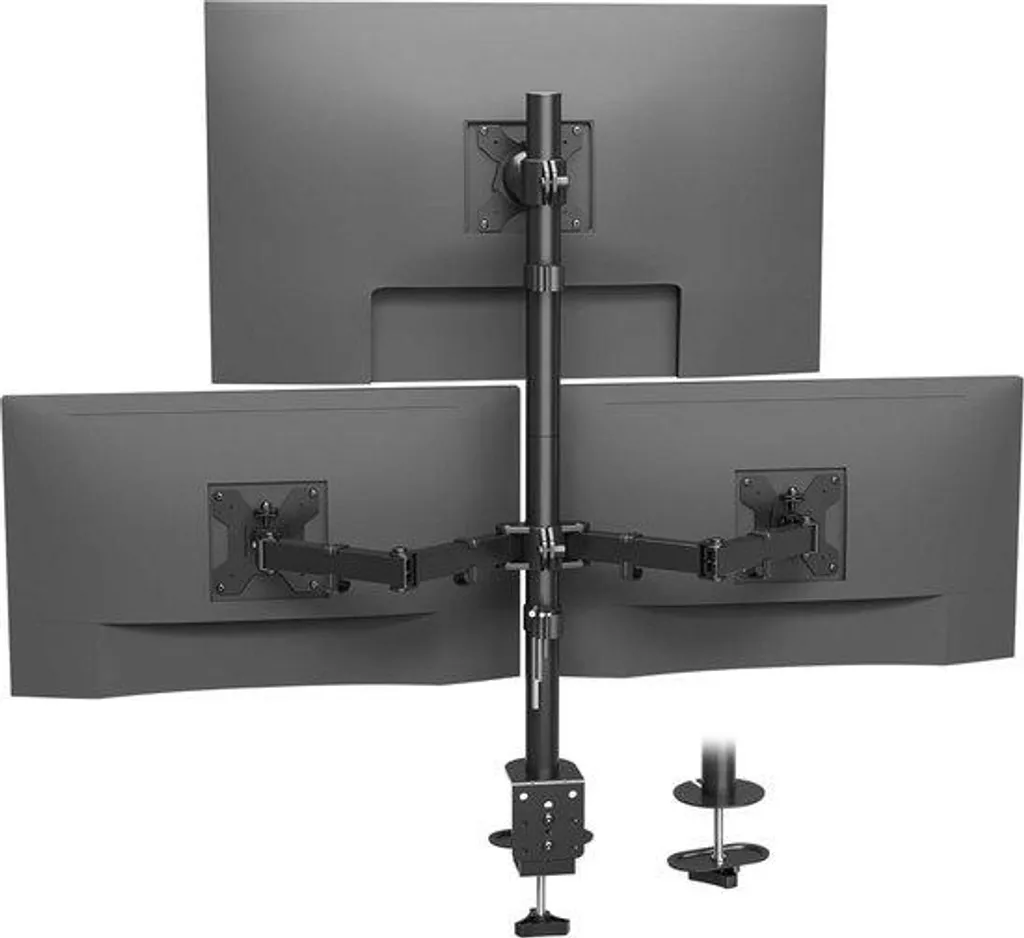 Support Triple Écran Réglable - Capacité 10kg - Idéal Multi-tâches Pro