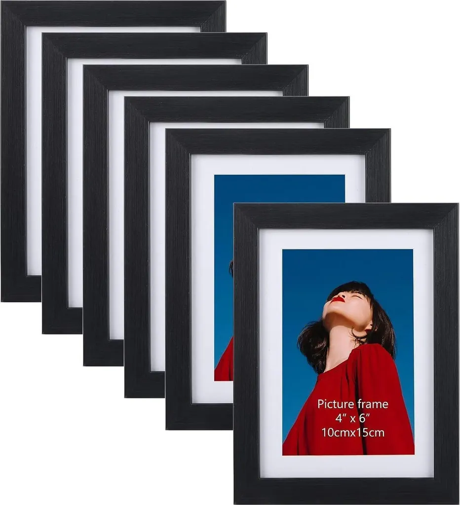 Offerta Set 6 Cornici Nere 10x15 | Portafoto Multiplo Parete e Scrivania