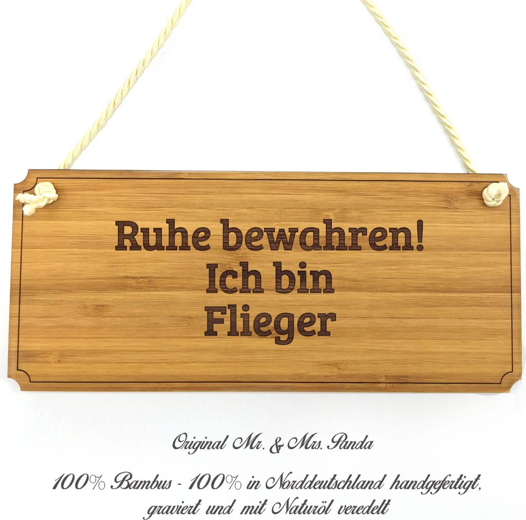 Mr. & Mrs. Panda Praxisschild Flieger - Geschenk, wandtafel, Wegweiser, Diplom, Infotafel, Landhaus, Shabby, Geschenkidee, Türschild, Graviert, Sc...