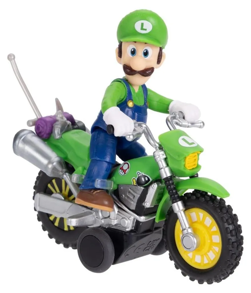 Figurine Luigi 6 cm Super Mario Galaxy : Moto motorisée haute qualité