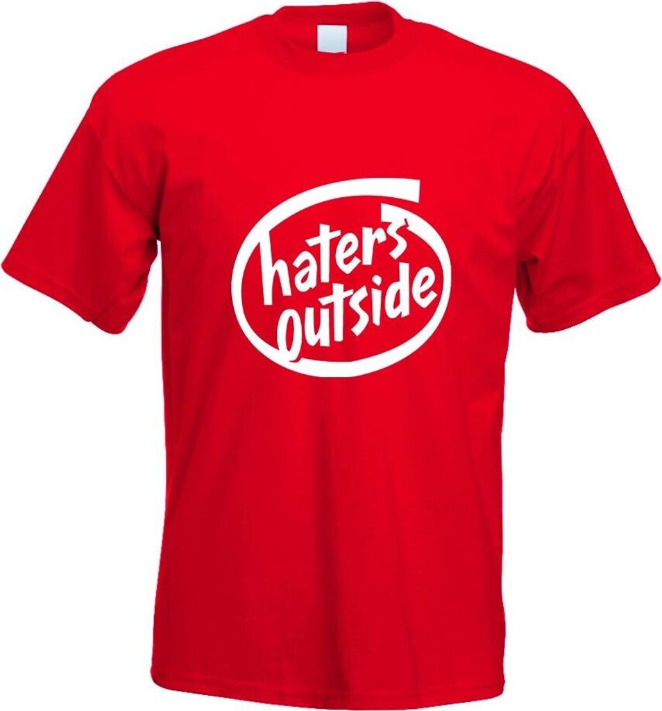 Kiwistar - T-Shirt - rot - Haters Outside Motiv Bedruckt Funshirt Design Print - mit Motiv Bedruckt - Funshirt Design - Sport - Freizeit - Herren - M