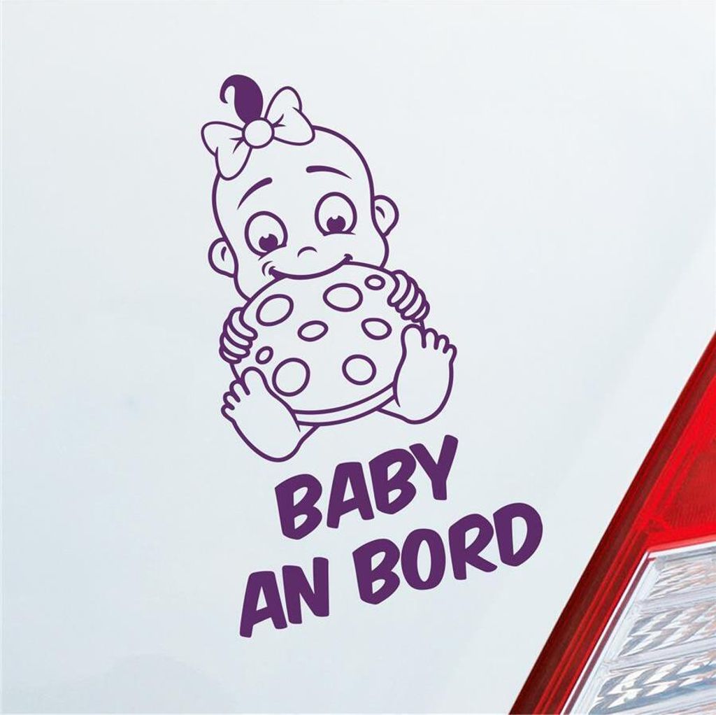 Auto Aufkleber Baby an Bord on Tour Lustig 17x28 cm Lila Sticker Heckscheibenaufkleber