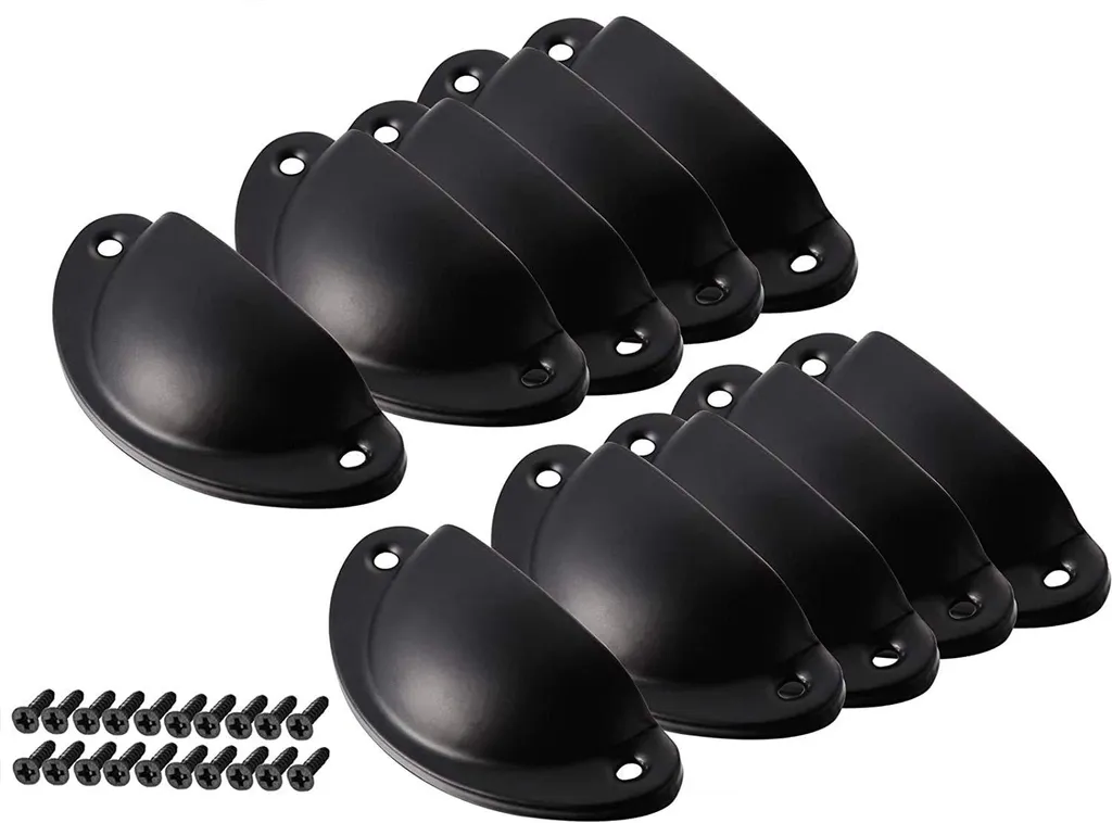 Lot de 10 poignées de tiroir coquillage vintage noir avec vis fournies