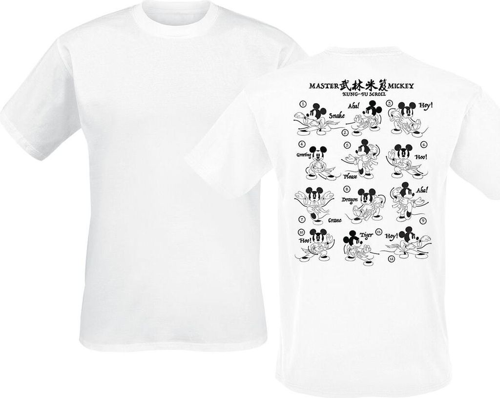 Mickey Mouse T-Shirt Herren Master Kung Fu Scroll weiß M
