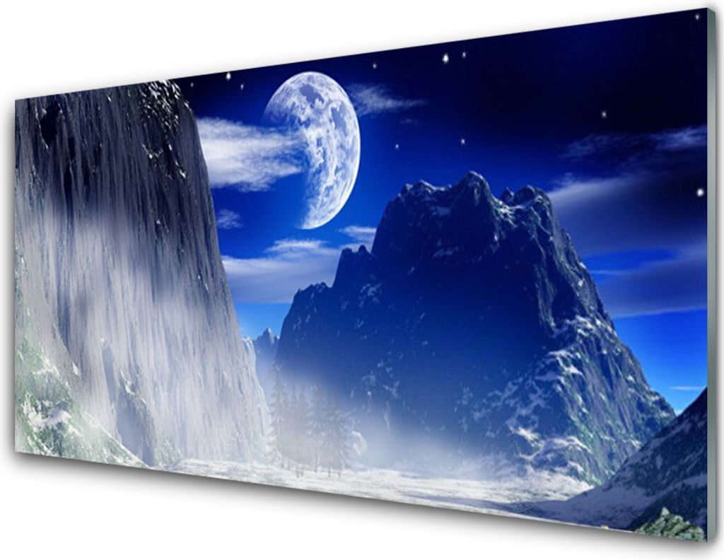 Küchenrückwand aus Glas 100x50cm Spritzschutz Gebirge Nacht Landschaft