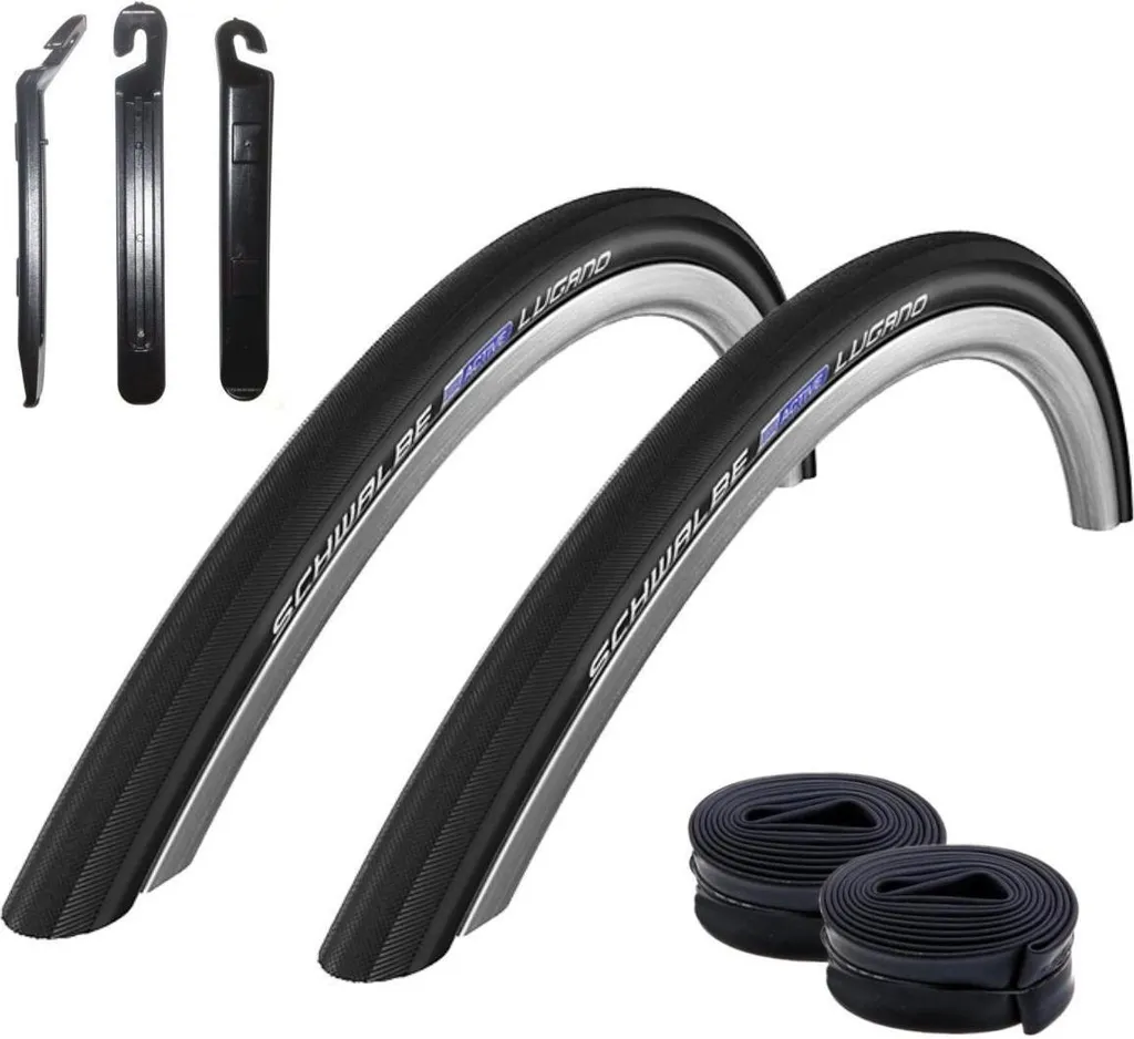 Pack de 2 Pneus Vélo Route Schwalbe Lugano II 700x33C et Chambres AV17