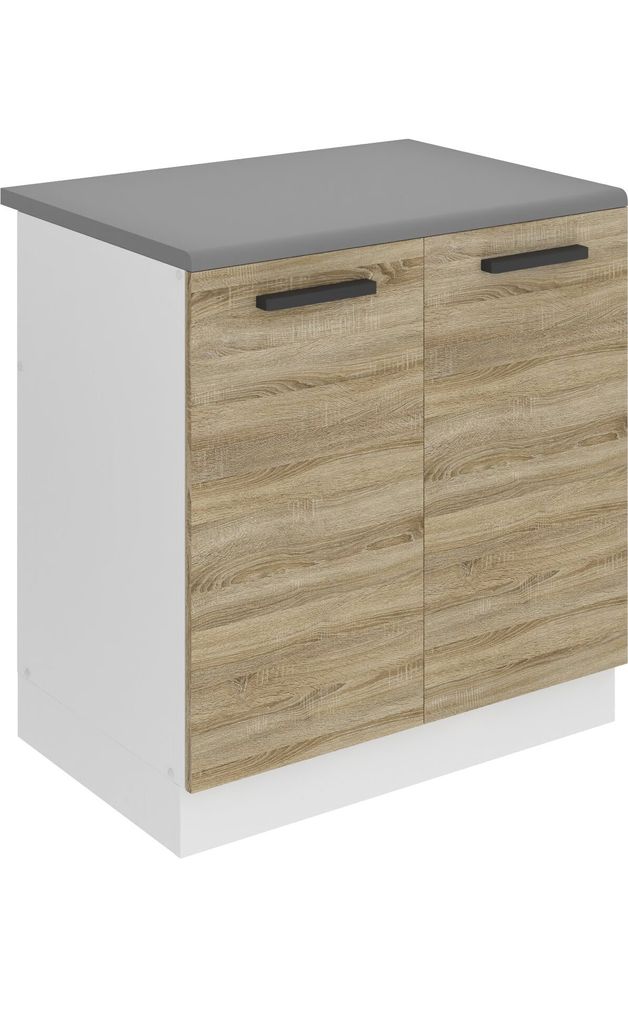 Belini Unterschrank Küche, Spülenunterschrank 80 cm Breite. SDZ Küchenunterschrank mit Arbeitsplatte. Spülenschrank mit 2 Türen, Sonoma-Eiche