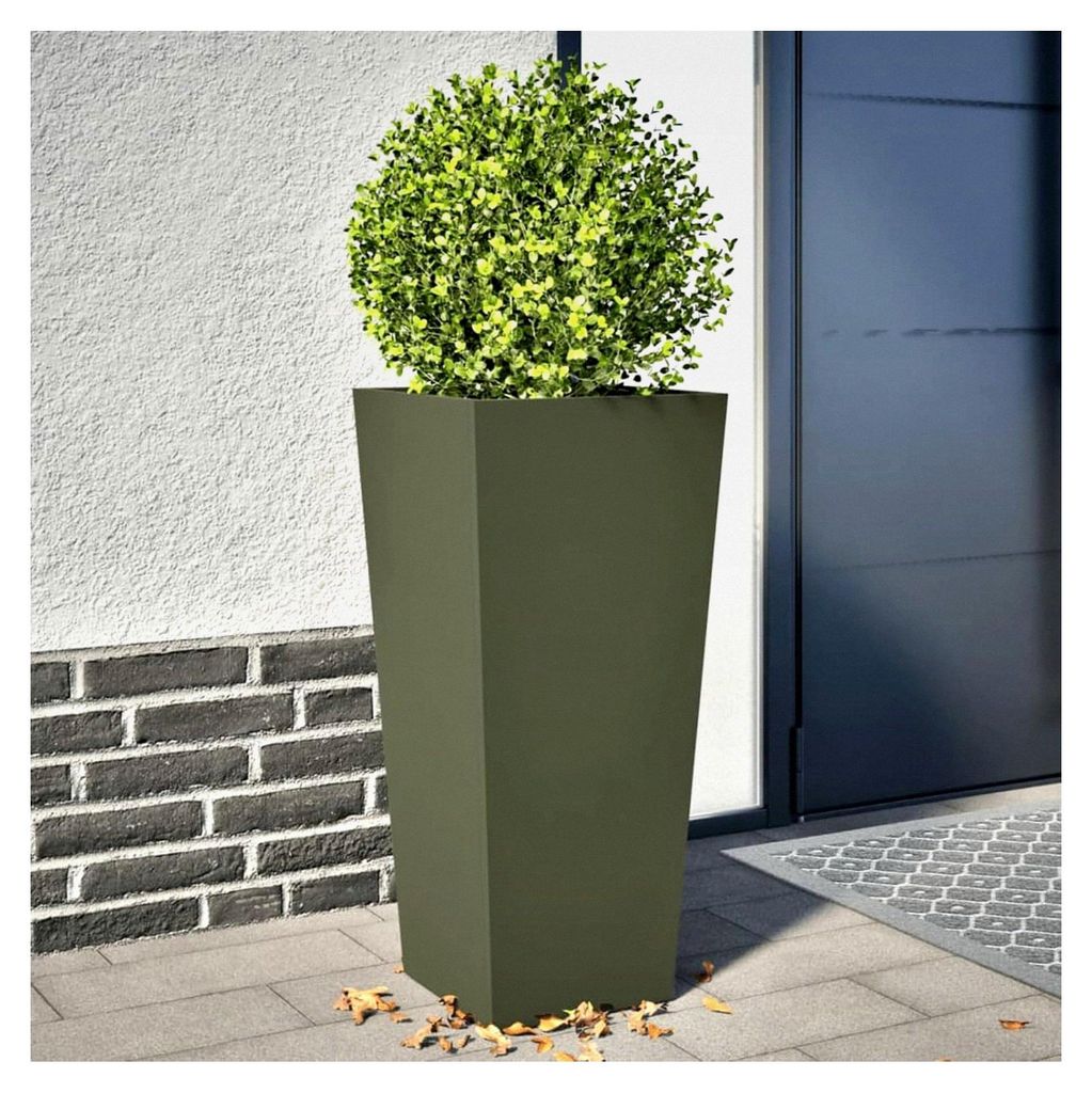 Pflanzkübel 2 Stück Olivgrün 35x35x75 cm Stahl