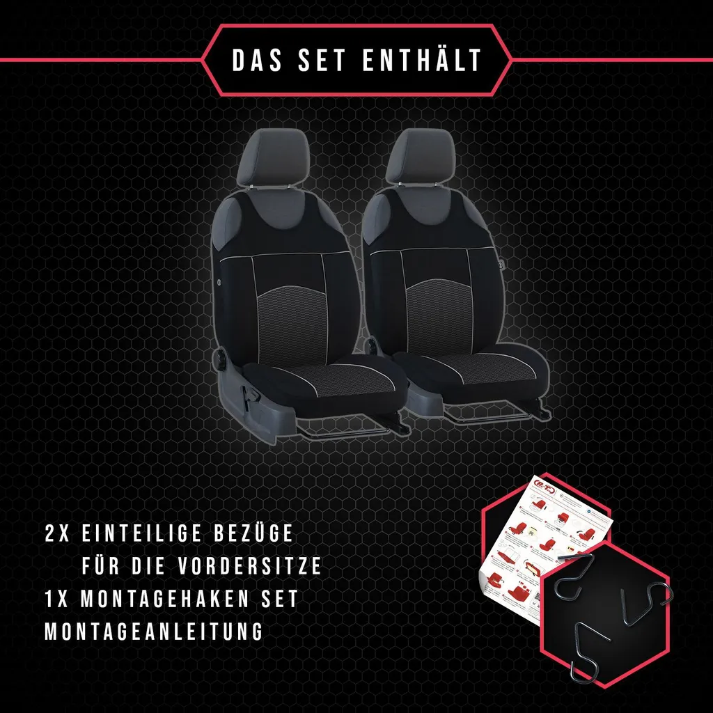 Coprisedili auto Coprisedili universali per Volkswagen Passat B4 Nero Anteriore 1+1 - 8