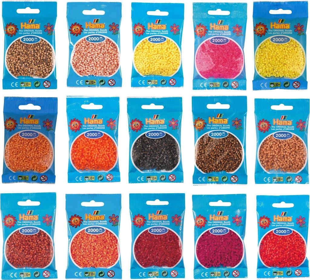 Hama Set mit 30.000 Mini-Bügelperlen warme Farben
