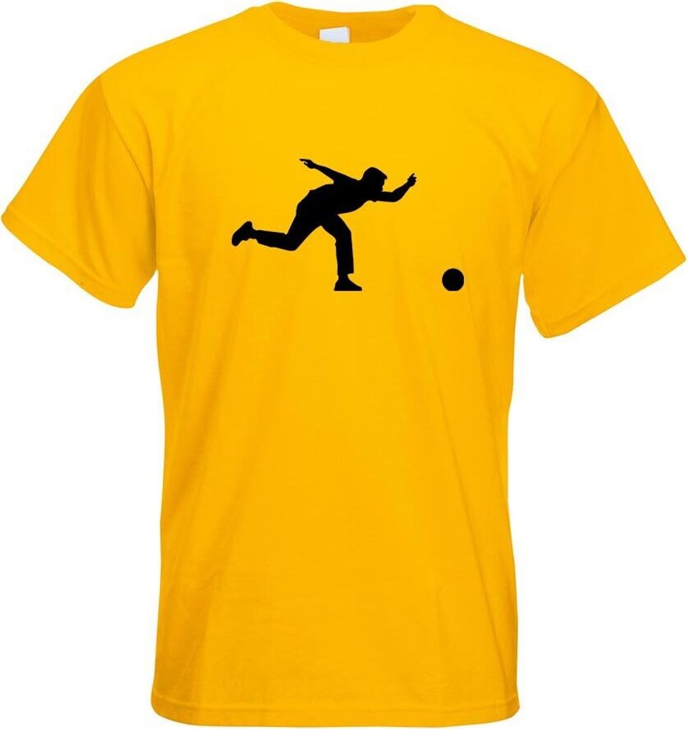Kiwistar - T-Shirt - gelb - Bowling Kegeln Figur Spieler Motiv Bedruckt Funshirt Design Print - mit Motiv Bedruckt - Funshirt Design - Sport - Frei...