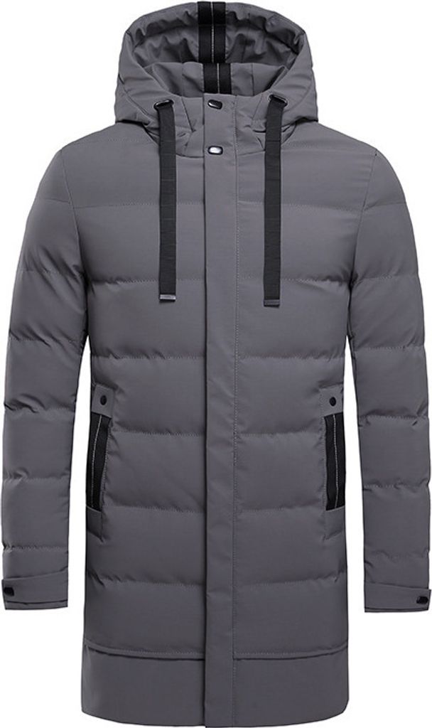 Wintermantel Herren - Steppjacke Herren Lang Daunenjacke mit Taschen Knielang Kapuzenjacke Winterjacke Slim Fit Dicke Outdoorjacke Winter Warm Mant...