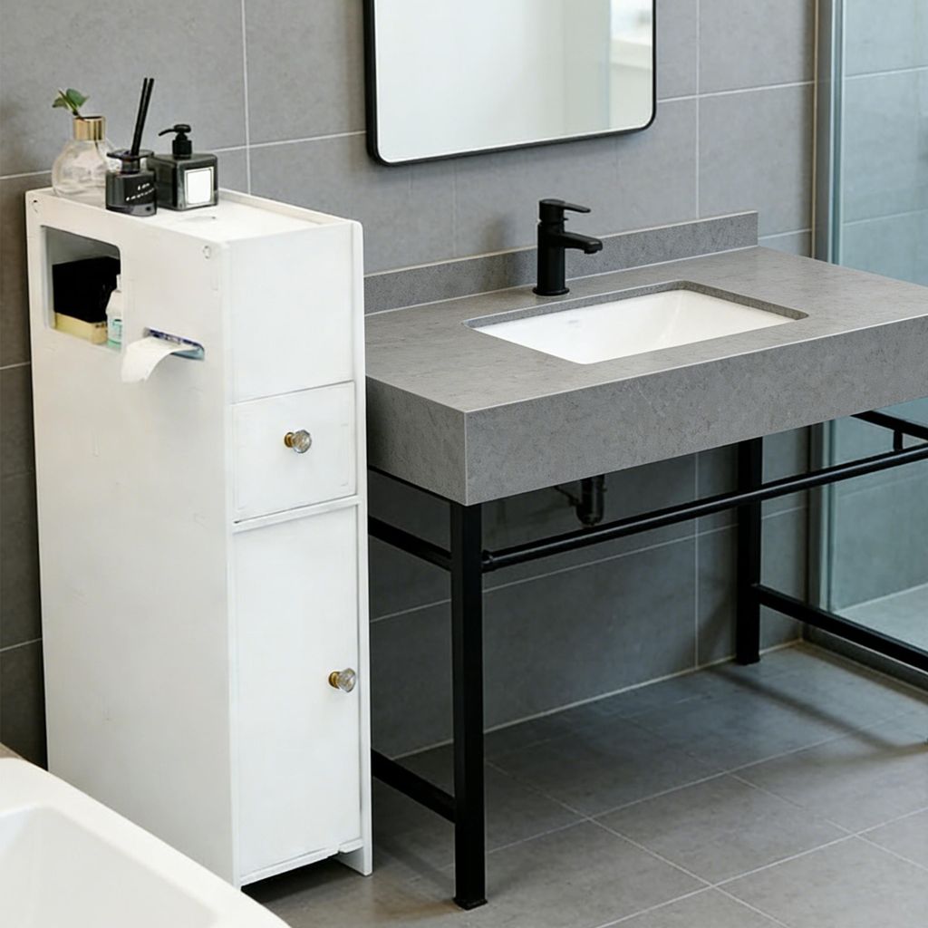 Badezimmerschränke, Badezimmerschrank Schmal, freistehender Badschrank, Kleiner Badezimmer-Aufbewahrungsschrank, 3 Ebenen Beistellschrank, 20×40...
