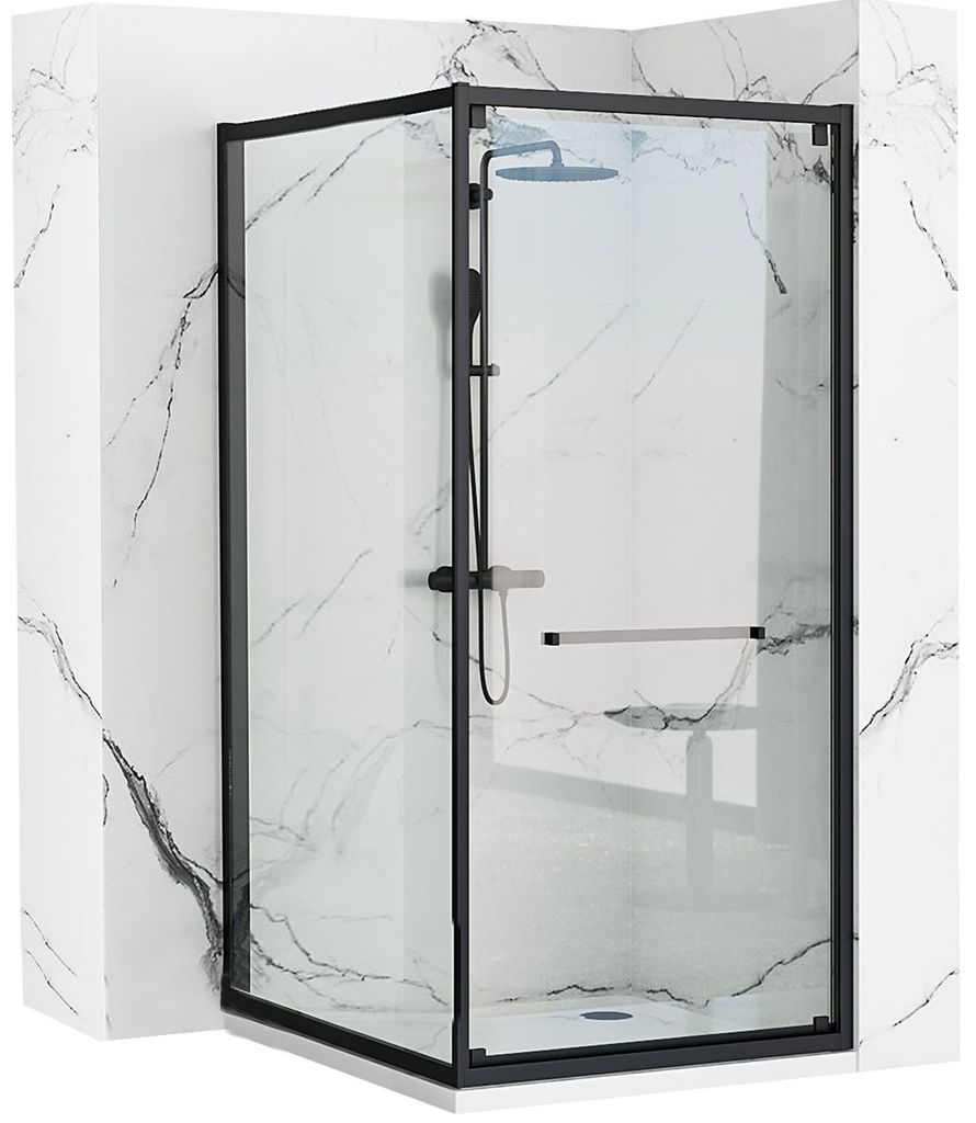 Rea Duschkabine Space In 80X100 Black + Duschtasse Savoy White