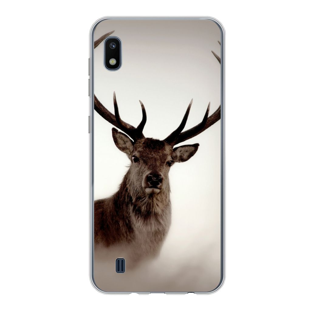 MuchoWow Handyhülle Schutzhülle Hülle für Samsung Galaxy A10 Porträt - Hirsch - Geweih Silikon Softcase Handy Hülle - Schutzhülle