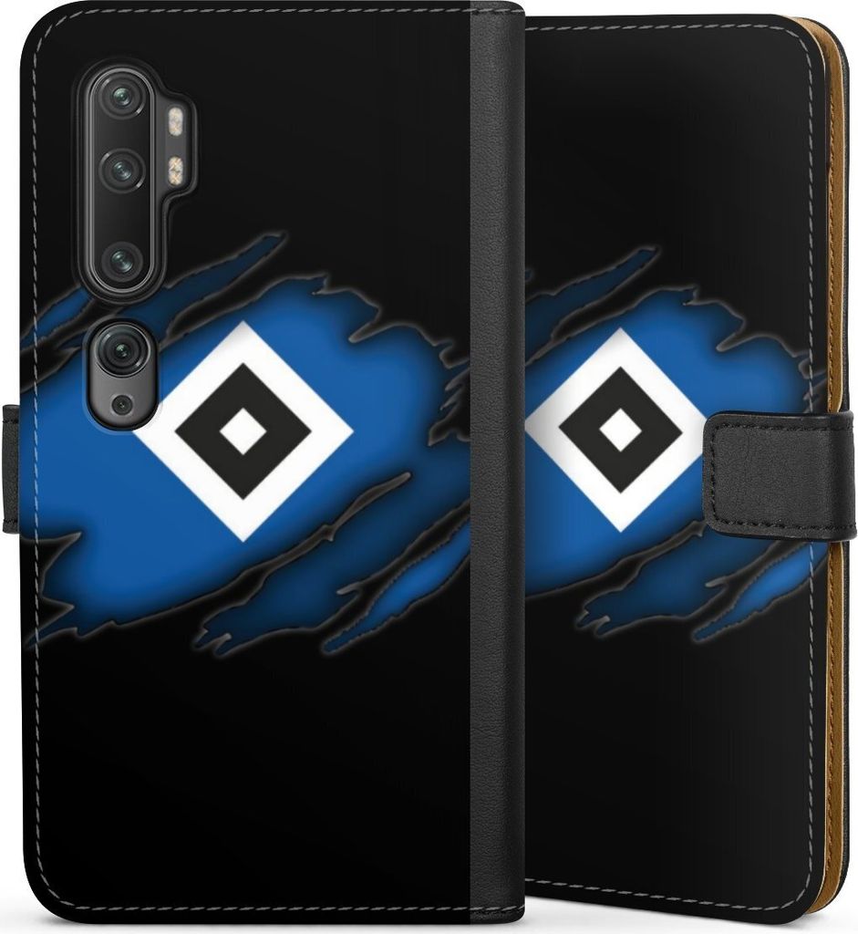 DeinDesign Klapphülle für Xiaomi Mi Note 10 Handytasche Lederhülle Tasche HSV Hamburger SV Offizielles Lizenzprodukt