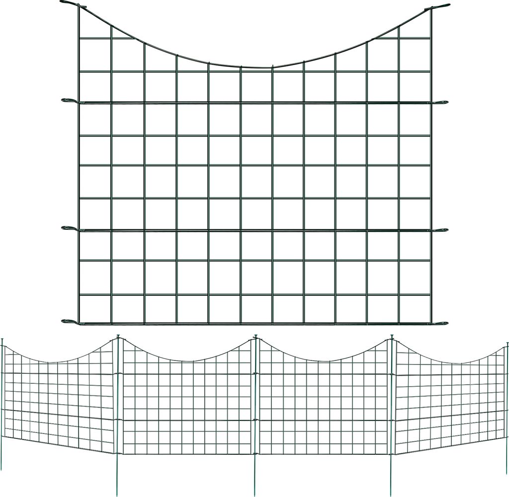 EINFEBEN Teichzaun Drahtzäune 22tlg set Gartenzaun, Gitterzaun mit 10 Zaunelemente und 12 Befestigungsstaeben, Freigehege, Gartenzaun, Tiergehege(...