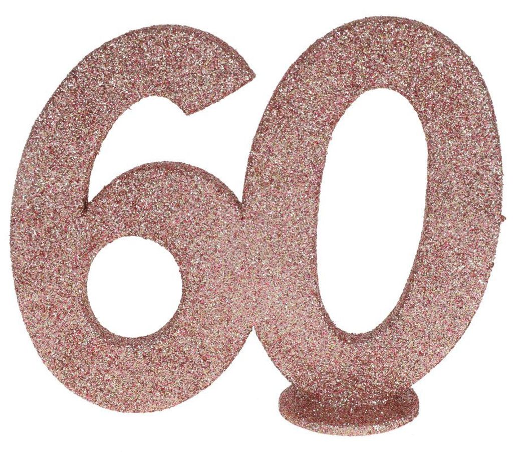 60. Geburtstag roségold glitzer Tischdekoration 11x 10 cm Produktbild 