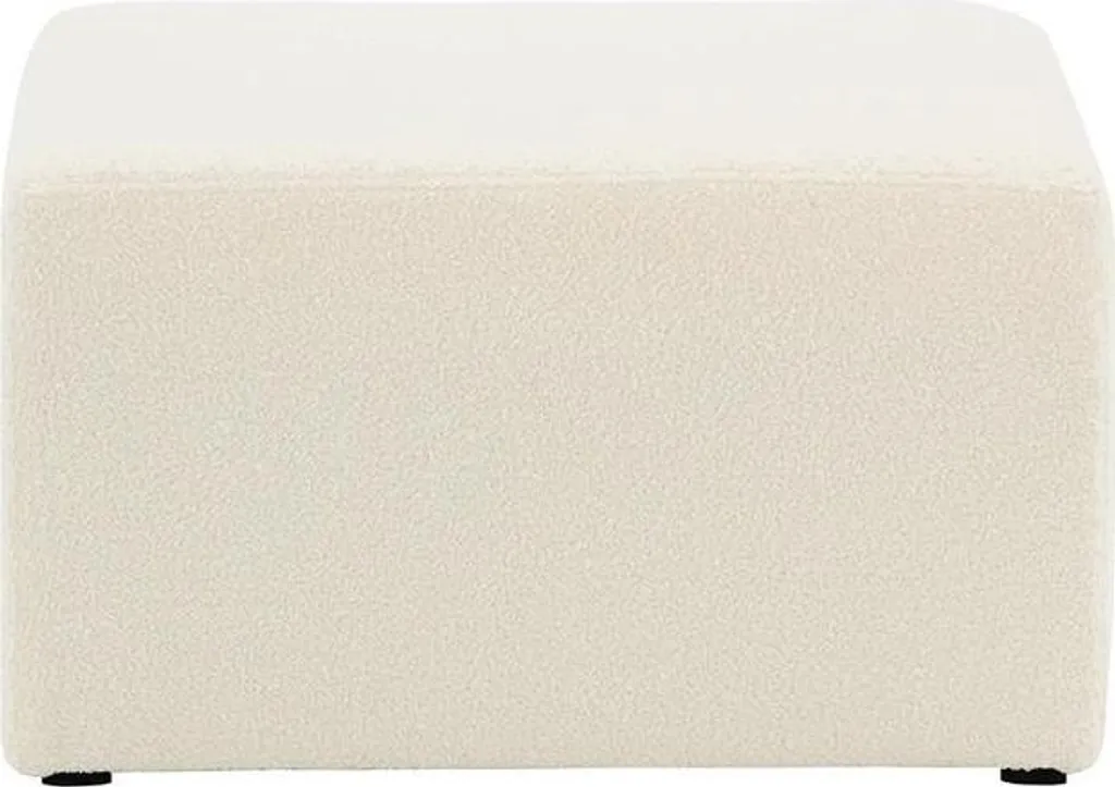 Pouf de salon carré Amy Teddy latte : siège d'appoint déco et cosy